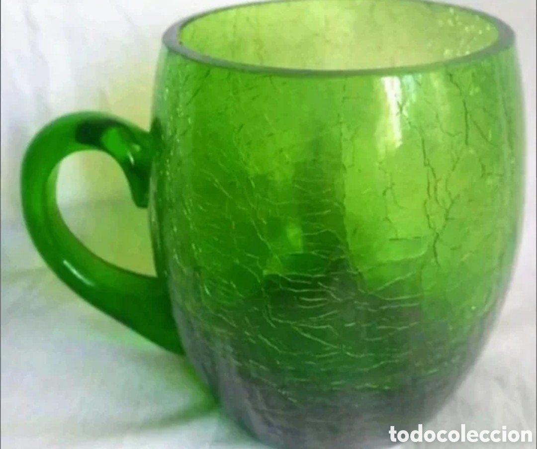 Vintage: Jarra de vidrio verde, vintage, de los a&ntilde;os 60 &oacute; 70