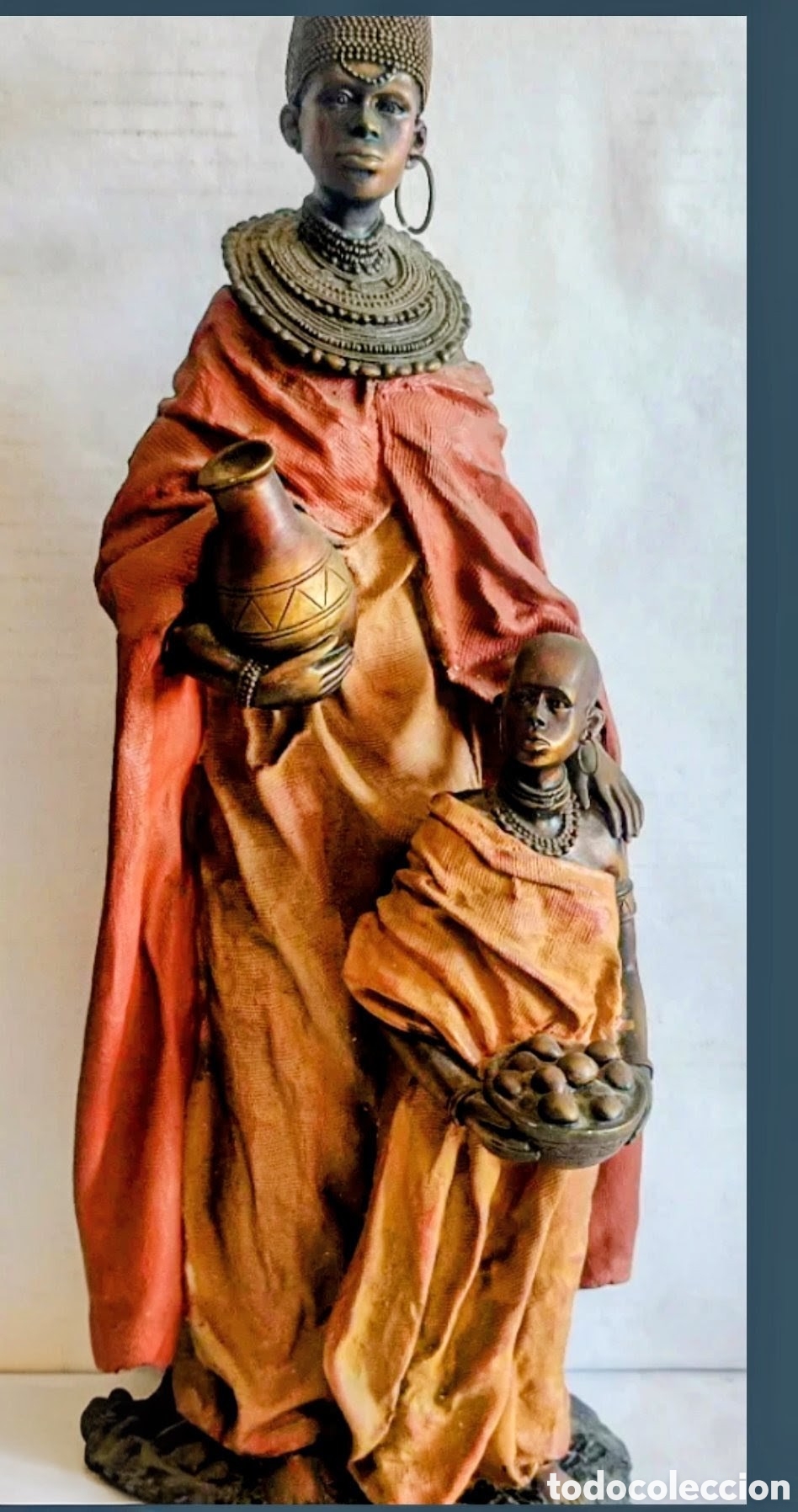 Vintage: ESCULTURA TRIBAL MIJER VON NI&Ntilde;O