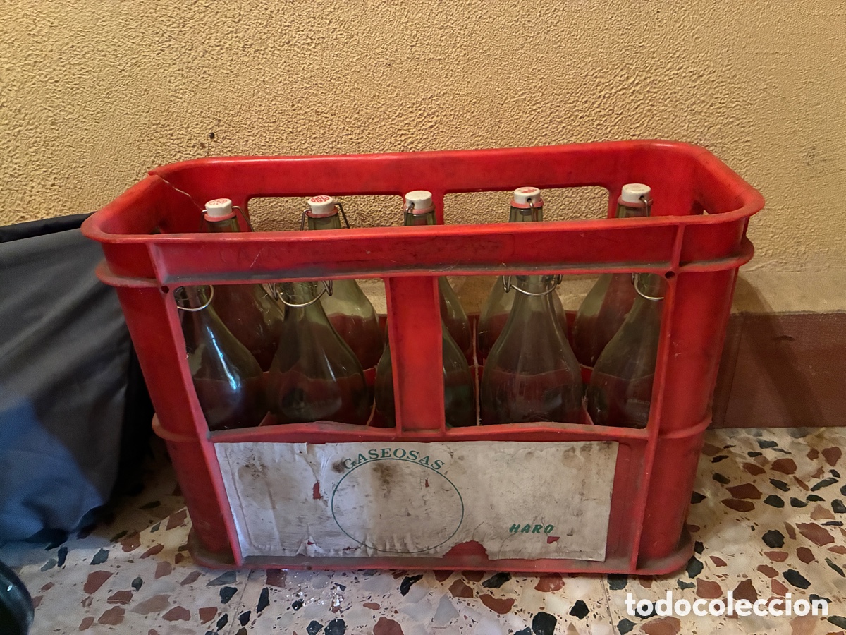 Vintage: Caja 10 botellas gaseosas Pe&ntilde;a (Haro-La Rioja)