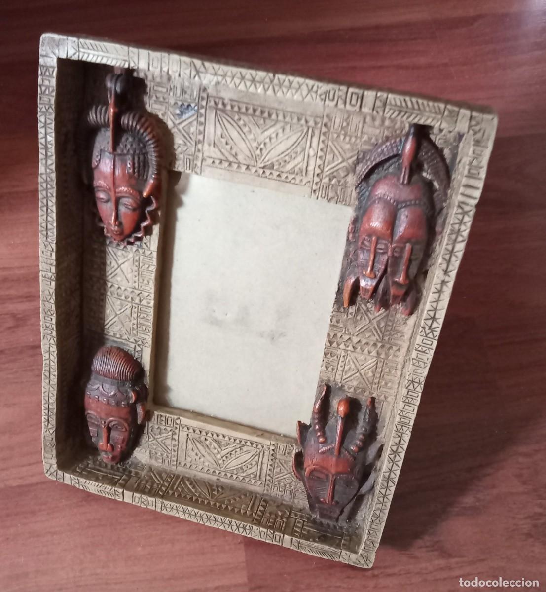 Vintage: marco de fotos, estilo africano. 20 x 15 cm.