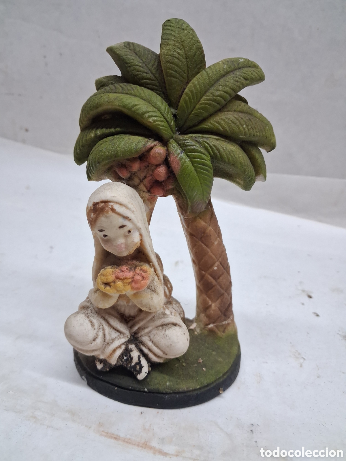 Vintage: figura ni&ntilde;a y palmera