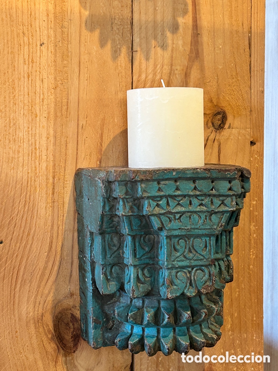 Vintage: Candelabro de pared de madera tallada - Foto 3