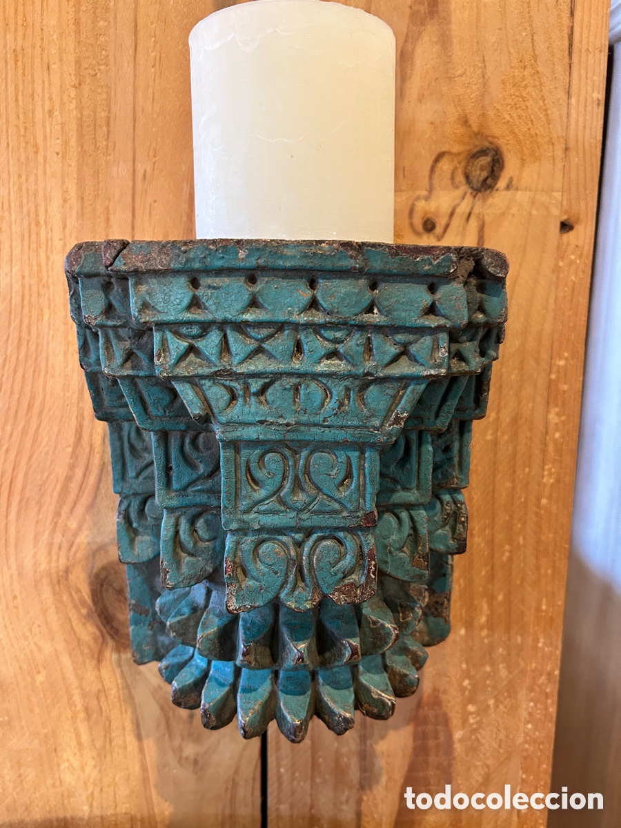 Vintage: Candelabro de pared de madera tallada - Foto 4
