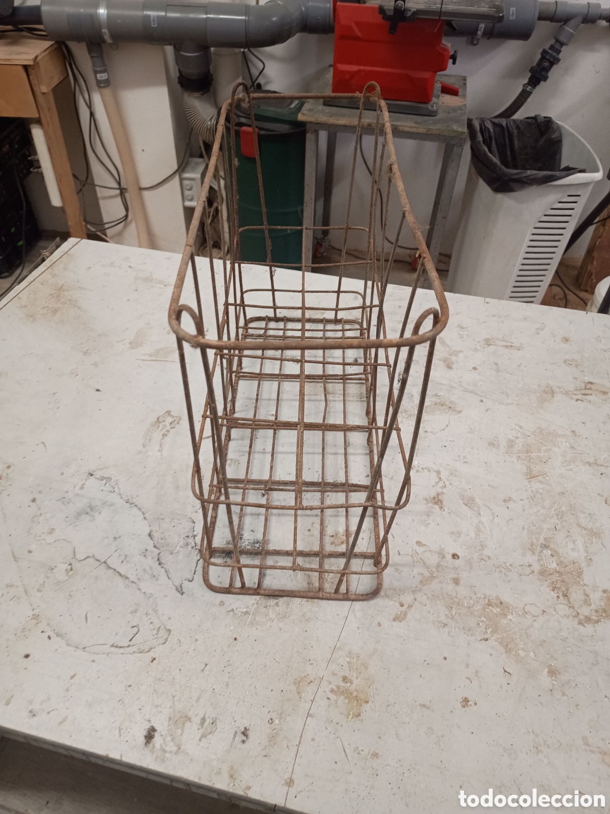 Vintage: CAJA O CESTA PARA BOTELLAS EN METAL - Foto 2