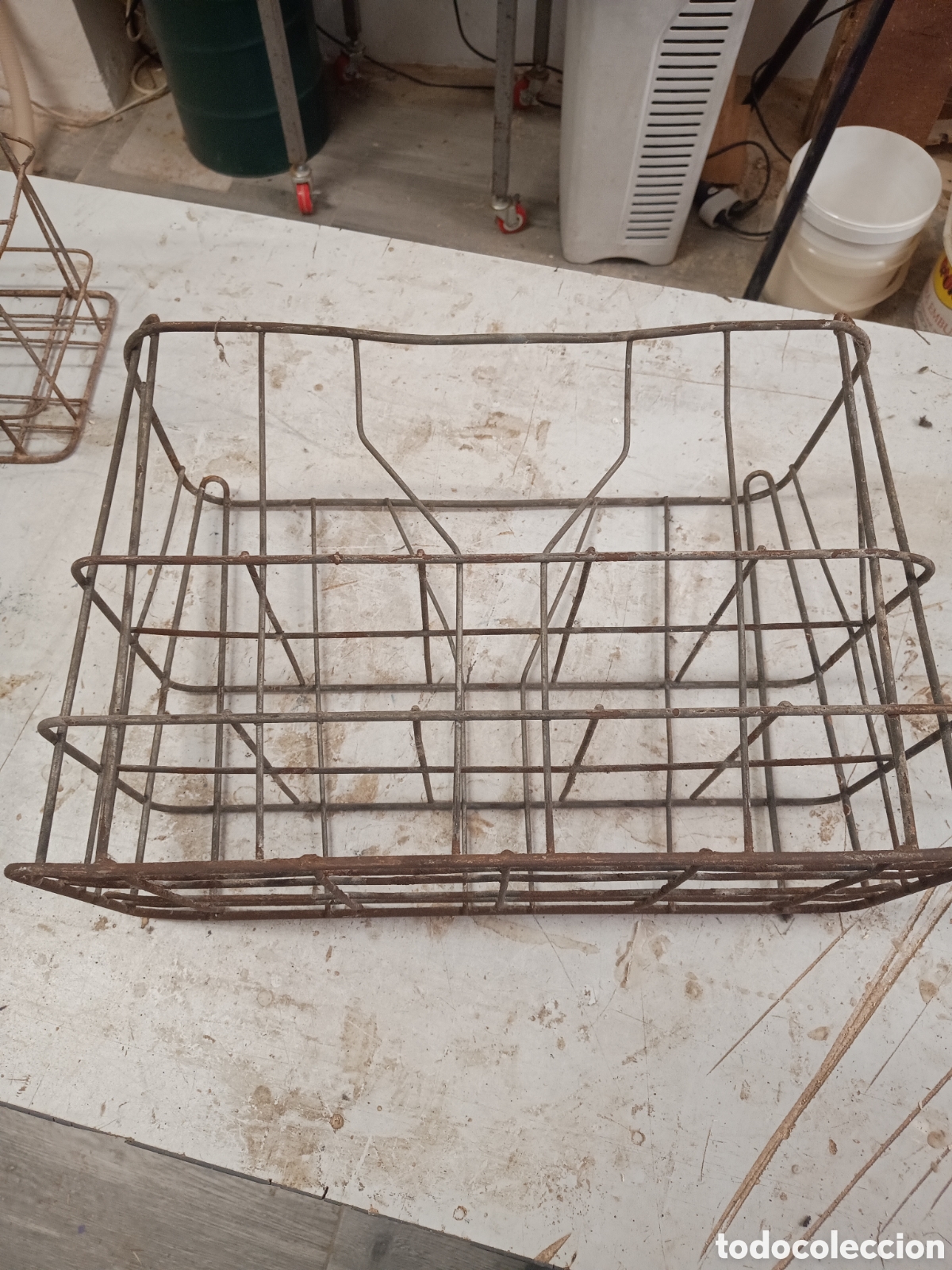 Vintage: CAJA O CESTA PARA BOTELLAS EN METAL - Foto 3