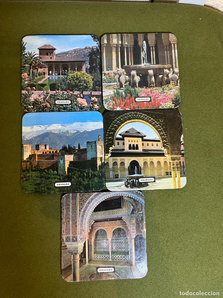 Vintage: Juego de posavasos vintage de corcho Alhambra de Granada | Recuerdo tur&iacute;stico | Generalife | A&ntilde;os 80