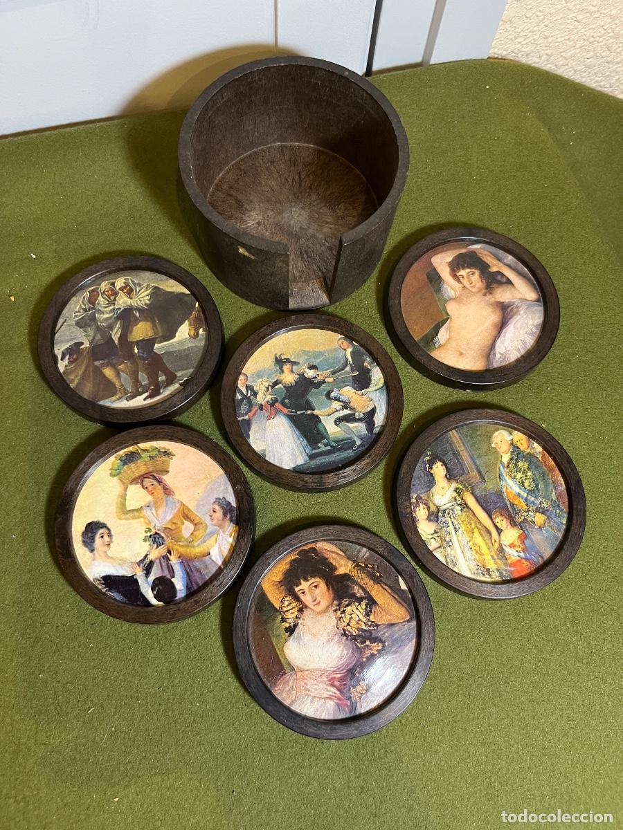 Vintage: Juego de posavasos de madera Francisco de Goya | 6 posavasos con soporte | Museo del Prado | Vintage