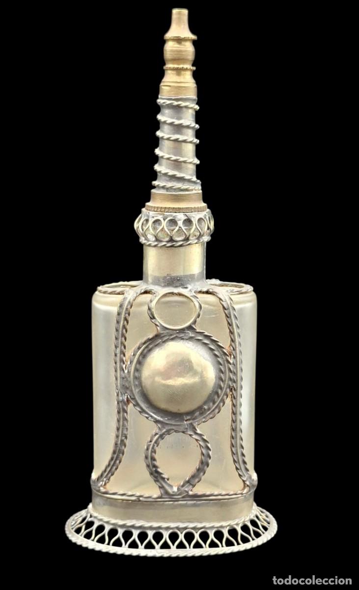 Vintage: PERFUMERO VINTAGE MARROQUI EN CRISTAL Y METAL PLATEADO