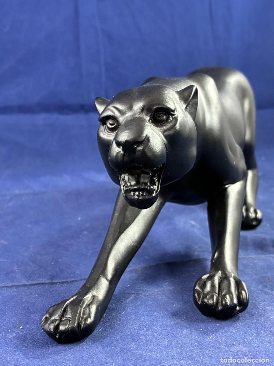 Vintage: Figura Pantera Negra decorativa 35 cm resina alta densidad negro mate buen estado
