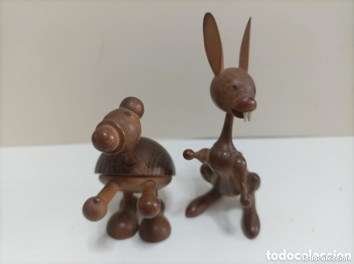 Vintage: FIGURAS DE MADERA. CONEJO Y TORTUGA - Foto 2