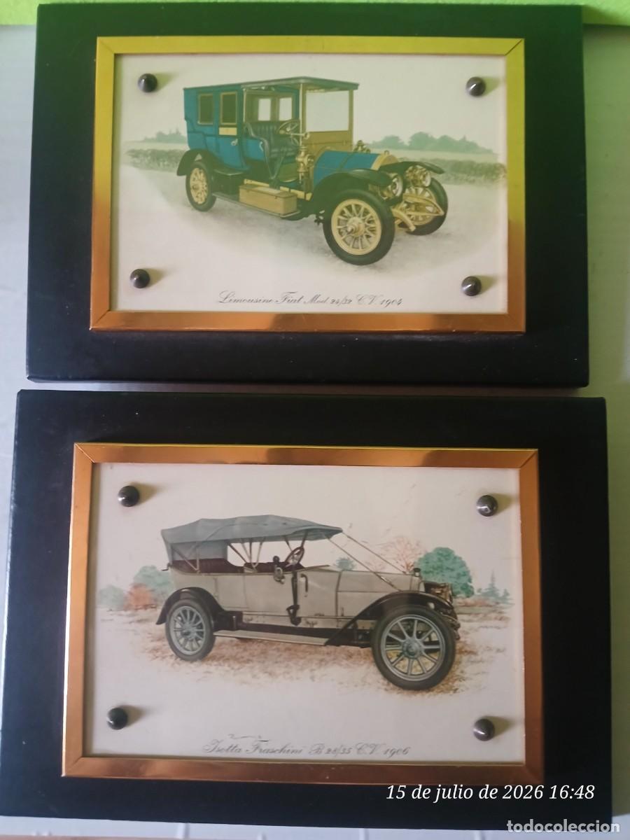 Vintage: Pareja de cuadros. Autom&oacute;viles antiguos.
