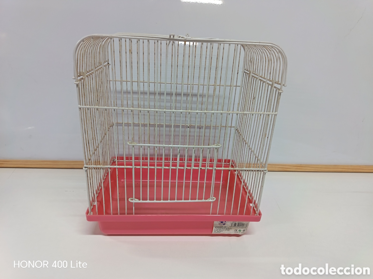 Vintage: Jaula de metal y pl&aacute;stico para aves