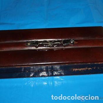 Vintage: Cigarrera Tabaquera Sobremesa Piel y Madera Vintage Humidor de Puros Antigua PEIFER