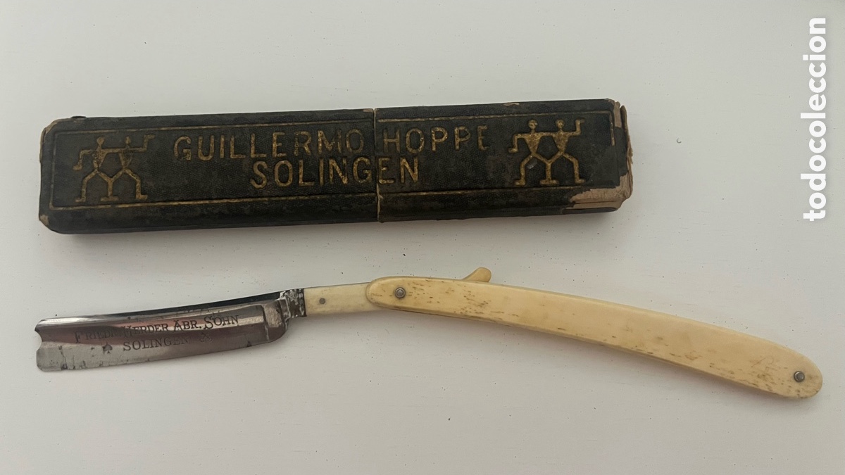 Vintage: Navaja de barbero antigua Herder Solingen con estuche