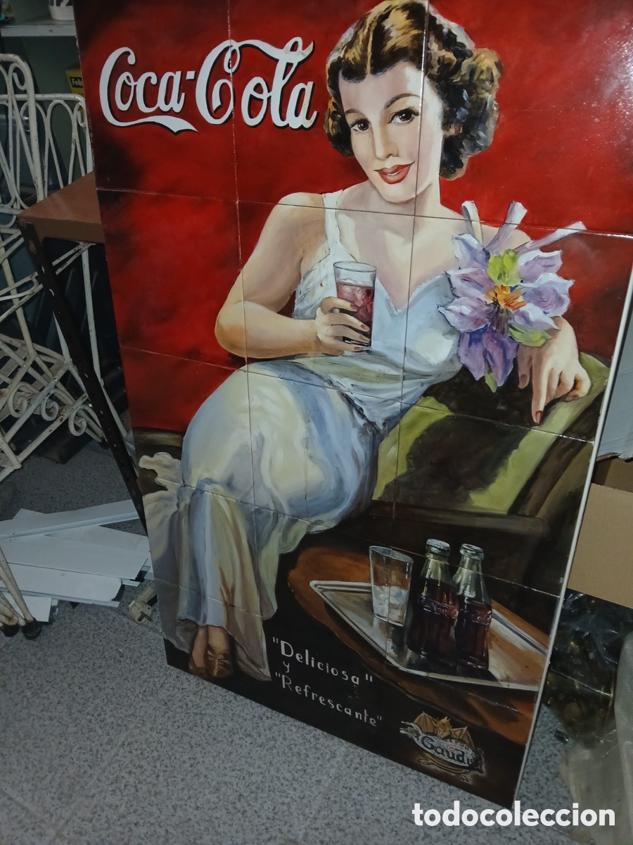 Vintage: Cuadro de azulejos vintage de Coca cola realizado en los a&ntilde;os 80 , 90