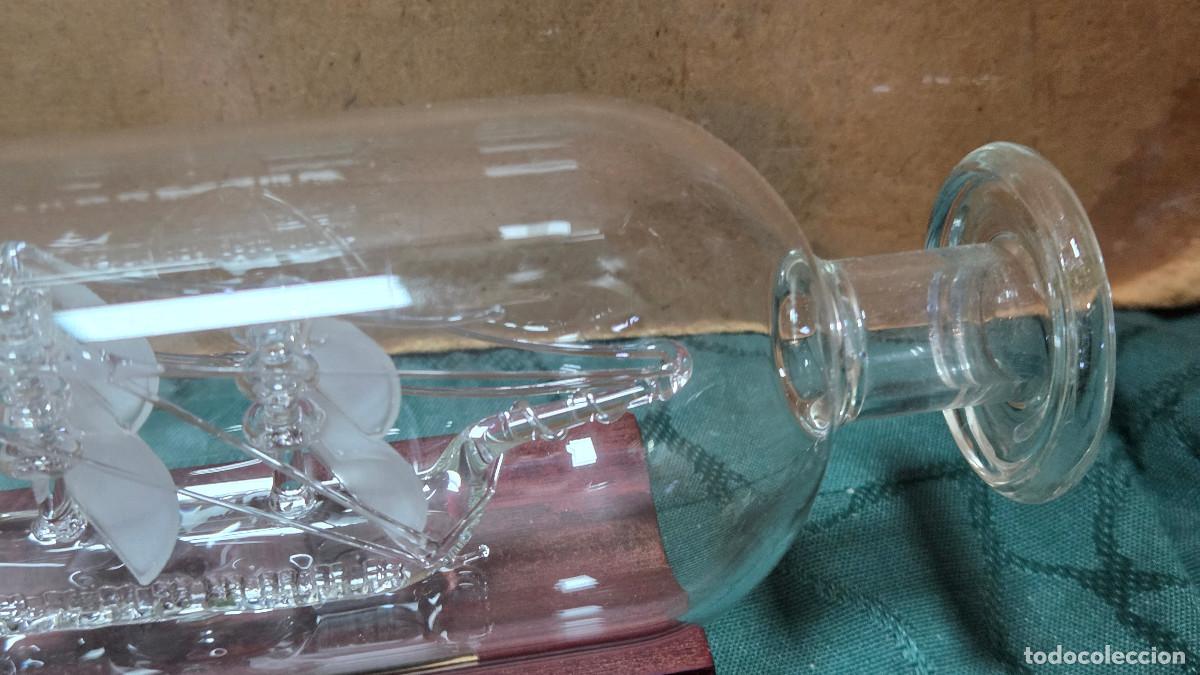 Vintage: barco de cristal en botella - Foto 3