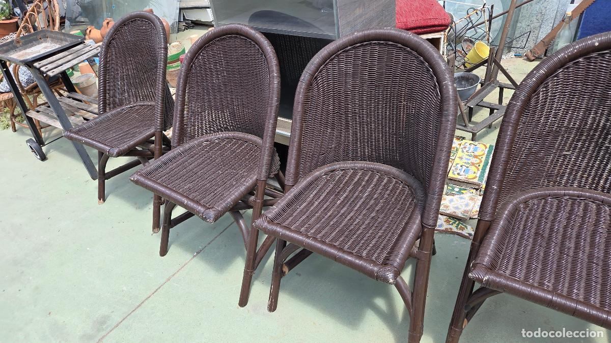 Vintage: 4 sillas de enea pintada - Foto 3