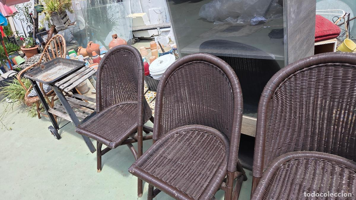 Vintage: 4 sillas de enea pintada - Foto 4