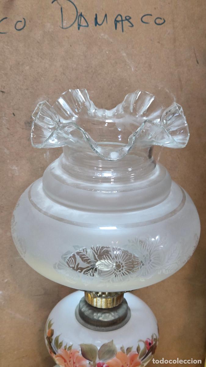 Vintage: lampara de mesa metal y cristal - Foto 2