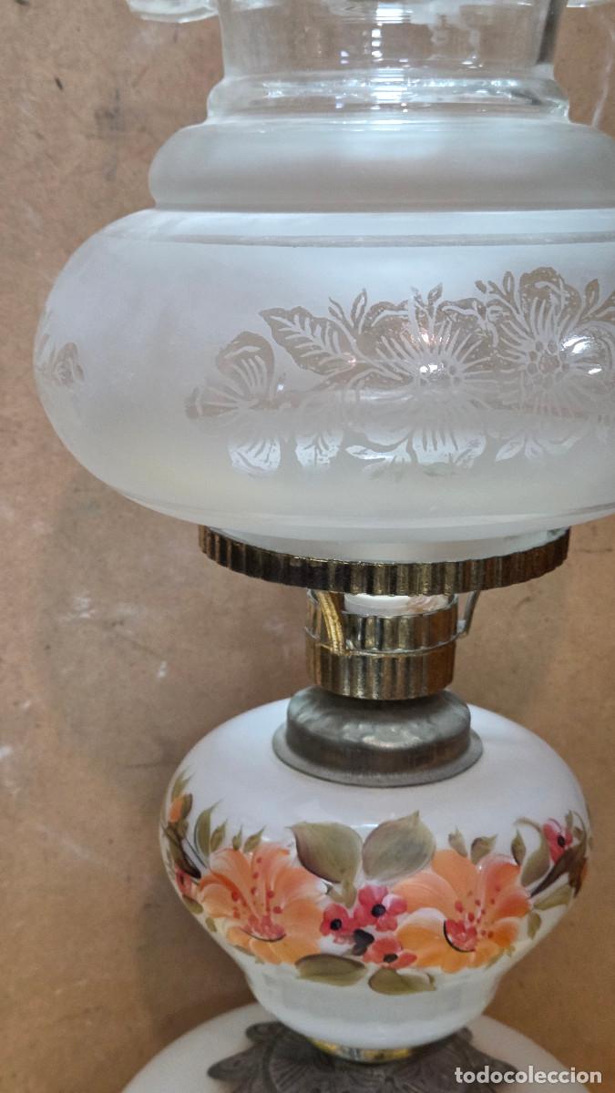 Vintage: lampara de mesa metal y cristal - Foto 3