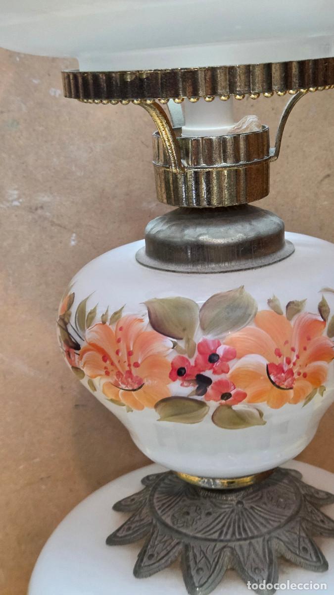 Vintage: lampara de mesa metal y cristal - Foto 4