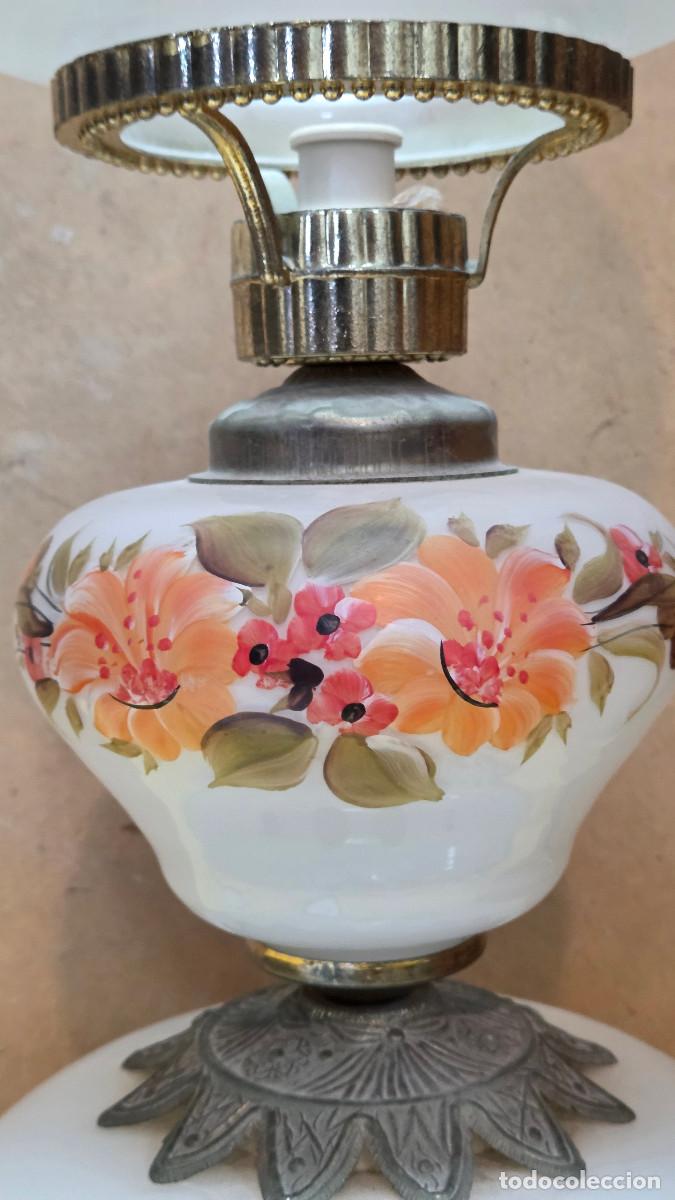 Vintage: lampara de mesa metal y cristal - Foto 5
