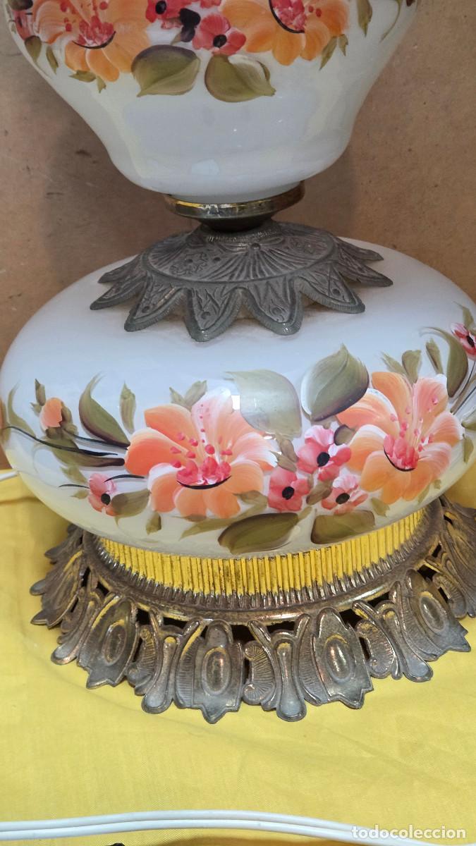 Vintage: lampara de mesa metal y cristal - Foto 6