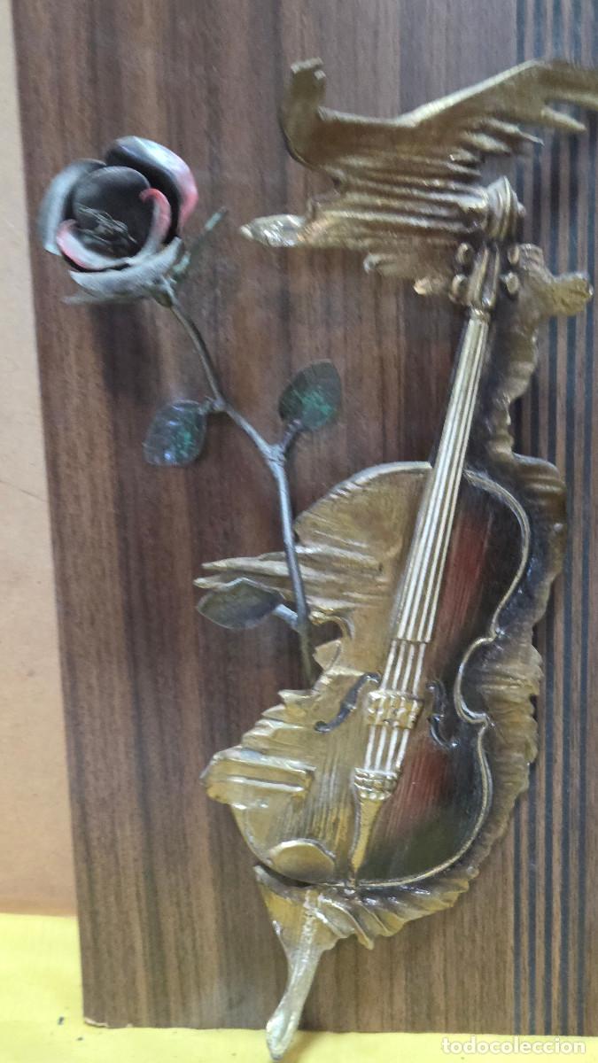 Vintage: cuadro con violin de bronce - Foto 3