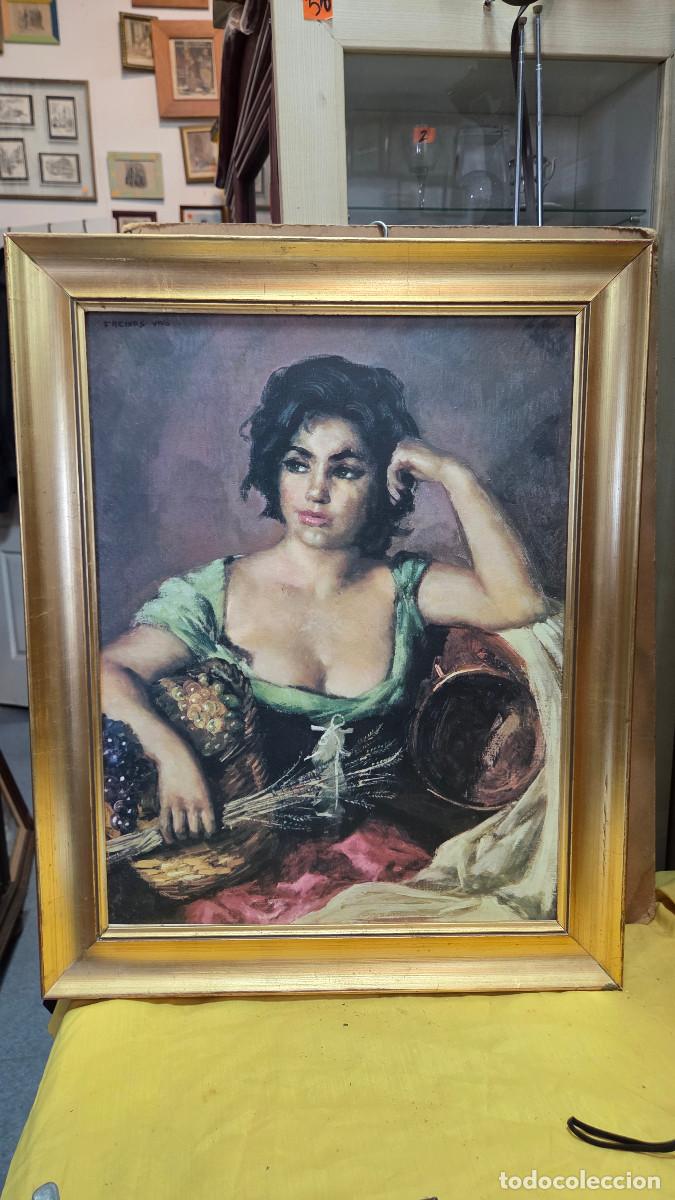 Vintage: cuadro con litografia mujer