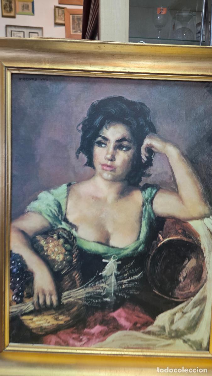 Vintage: cuadro con litografia mujer - Foto 3