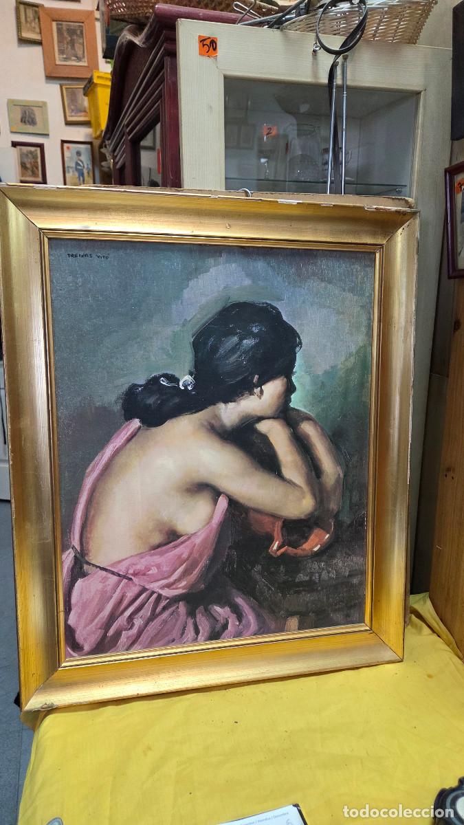 Vintage: cuadro con litografia mujer