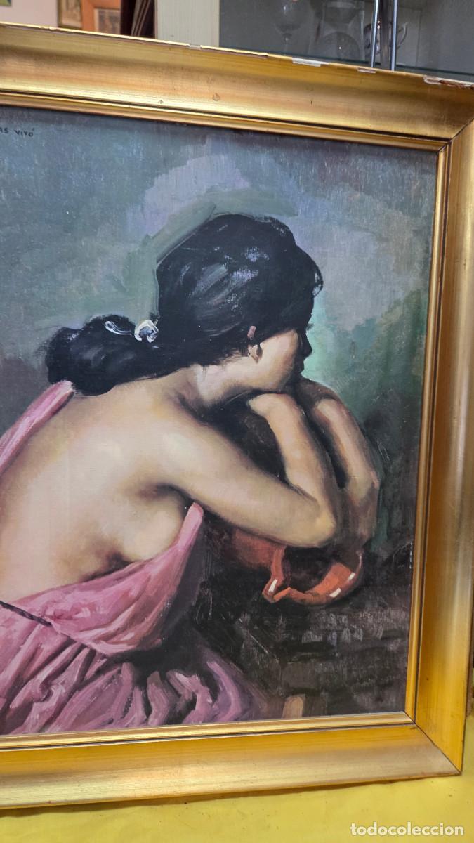 Vintage: cuadro con litografia mujer - Foto 4