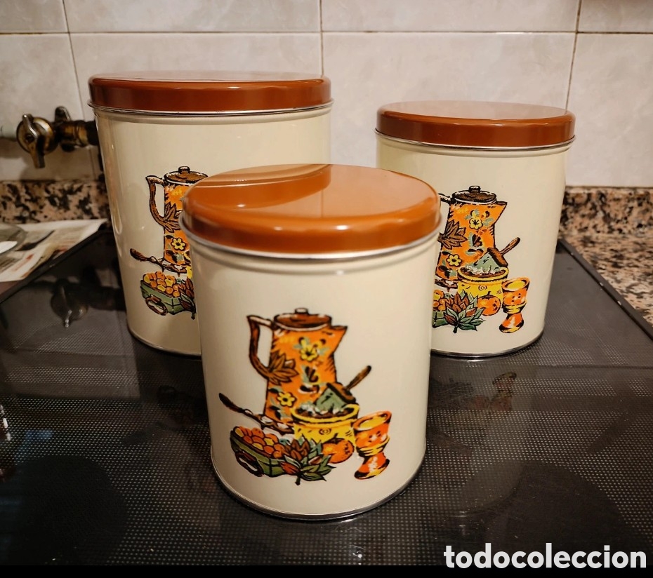 Vintage: Tres botes de hojalata vintage