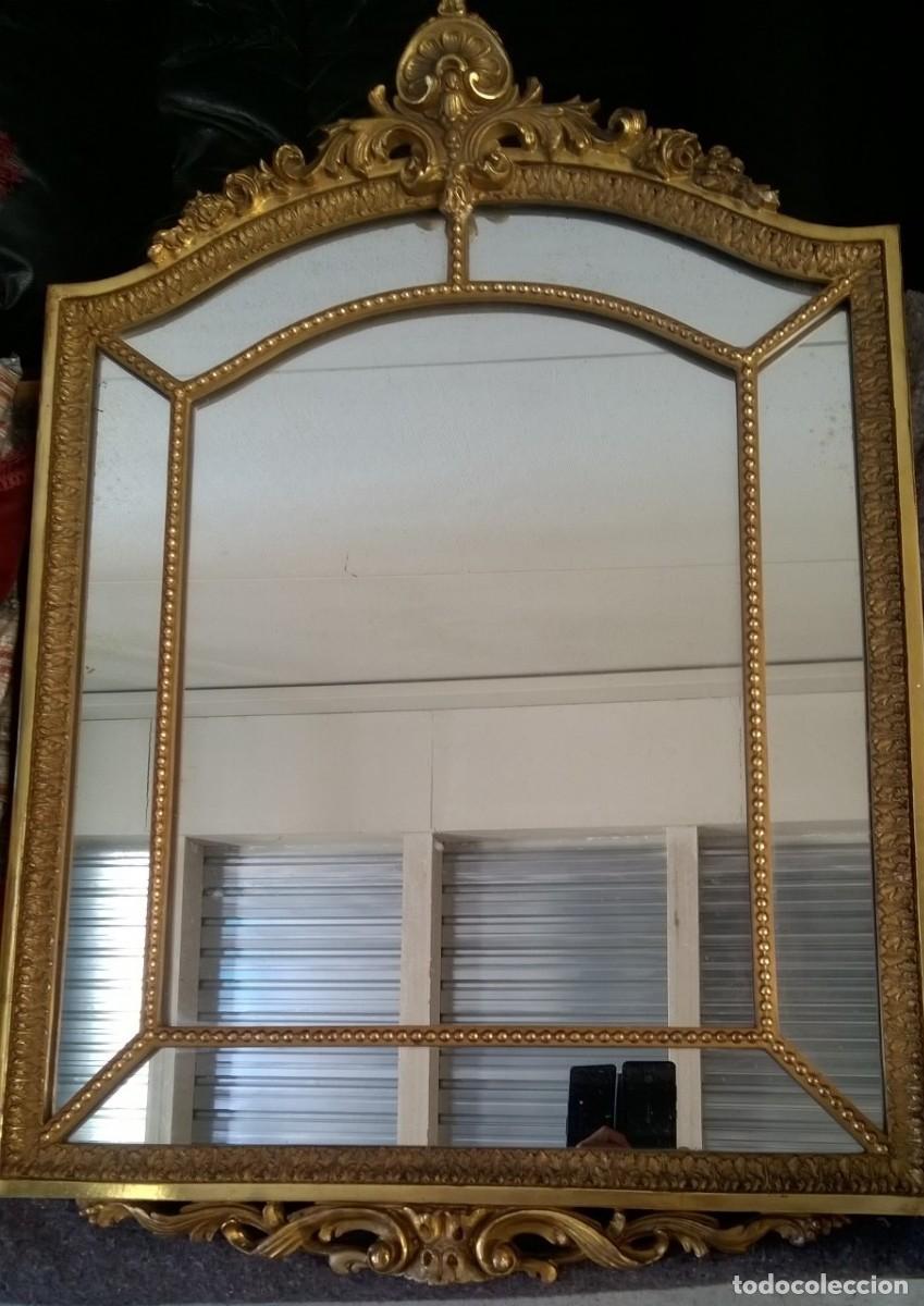 Vintage: IMPORTANTE ESPEJO ANTIGUO CON ADORNOS MARCOS DORADOS INTERCALADOS