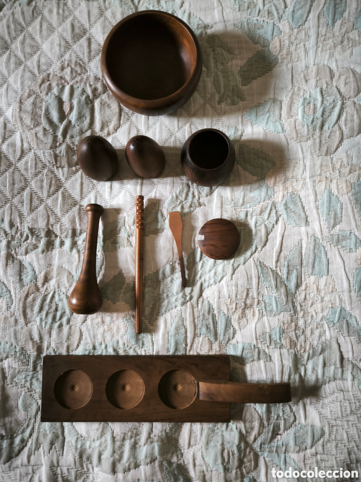 Vintage: Juego decorativo a&ntilde;os 60 en madera