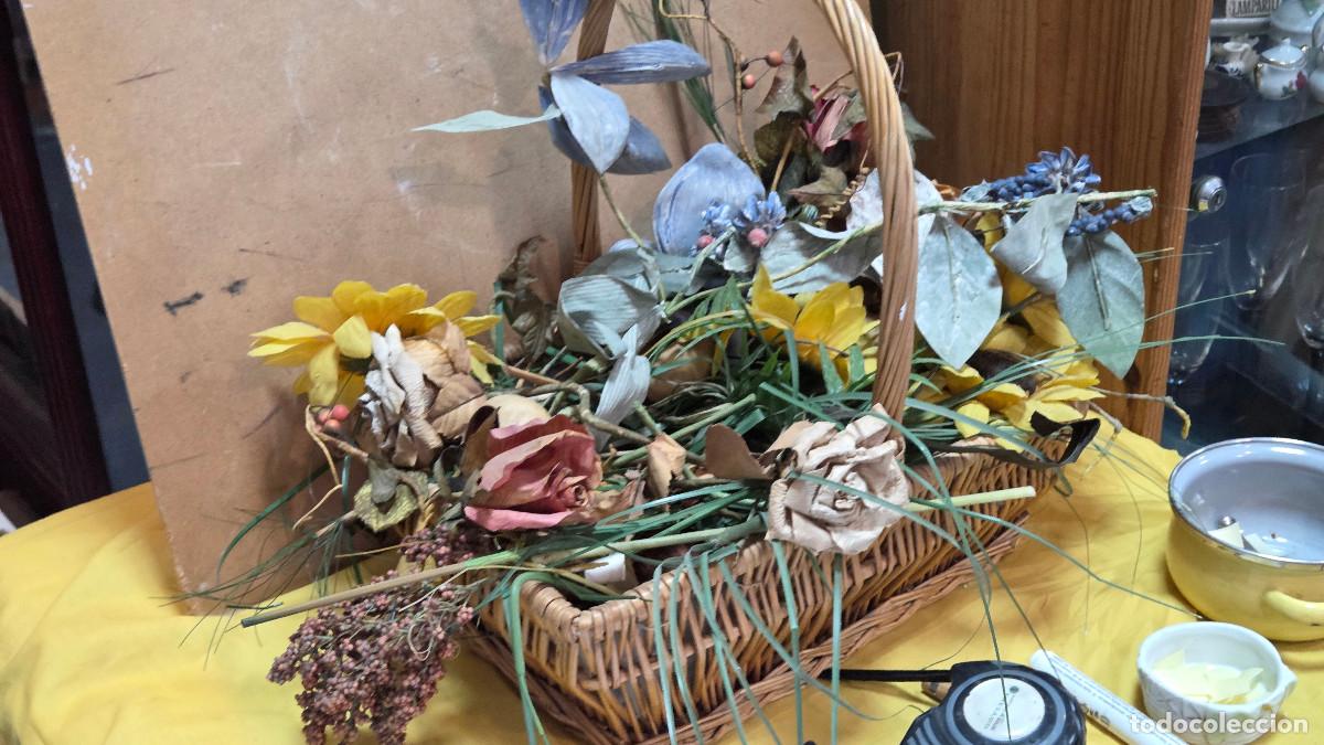 Vintage: centro de mesa ca&ntilde;a y flores artificiales - Foto 2