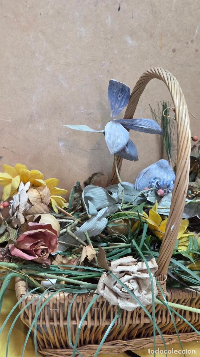 Vintage: centro de mesa ca&ntilde;a y flores artificiales - Foto 4
