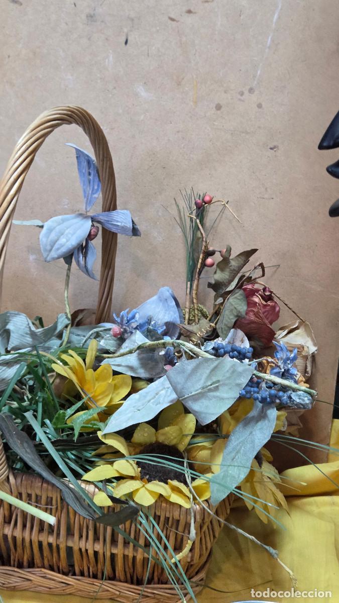 Vintage: centro de mesa ca&ntilde;a y flores artificiales - Foto 5