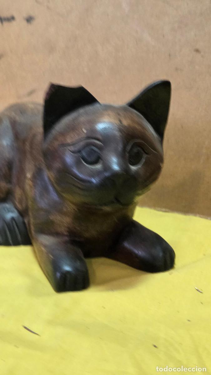 Vintage: figura gato de madera - Foto 2