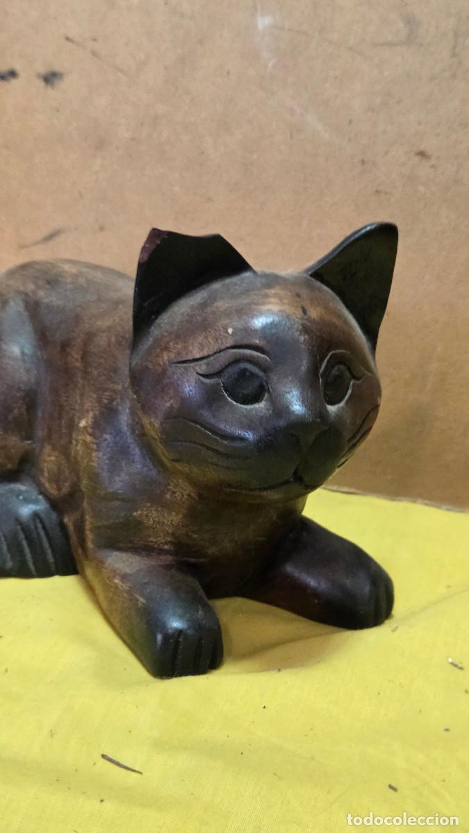 Vintage: figura gato de madera - Foto 3