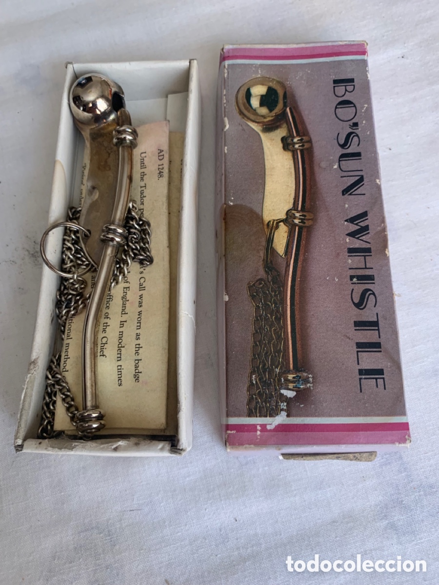 Vintage: Silbato Bo&rsquo;sun Whistle con cadena y caja original