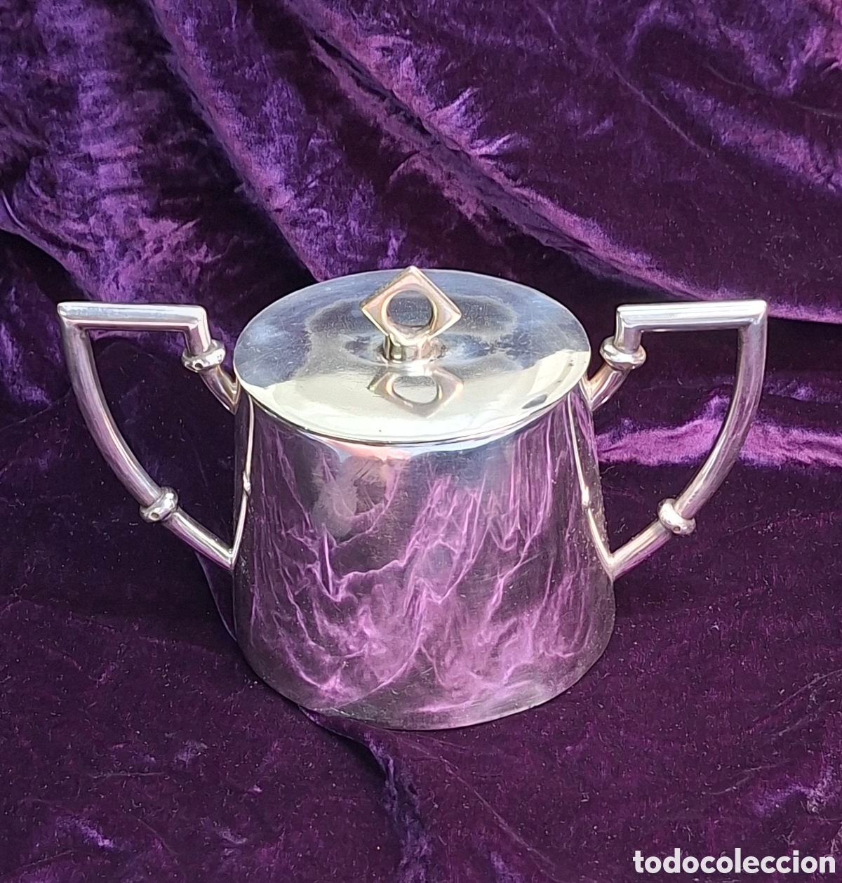 Vintage: Azucarero vintage en metal plateado