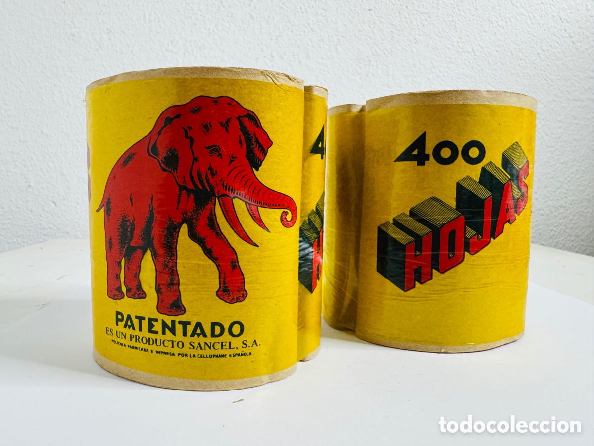 Vintage: Rollos de papel higi&eacute;nico El Elefante, 400 hojas, a&ntilde;os 60