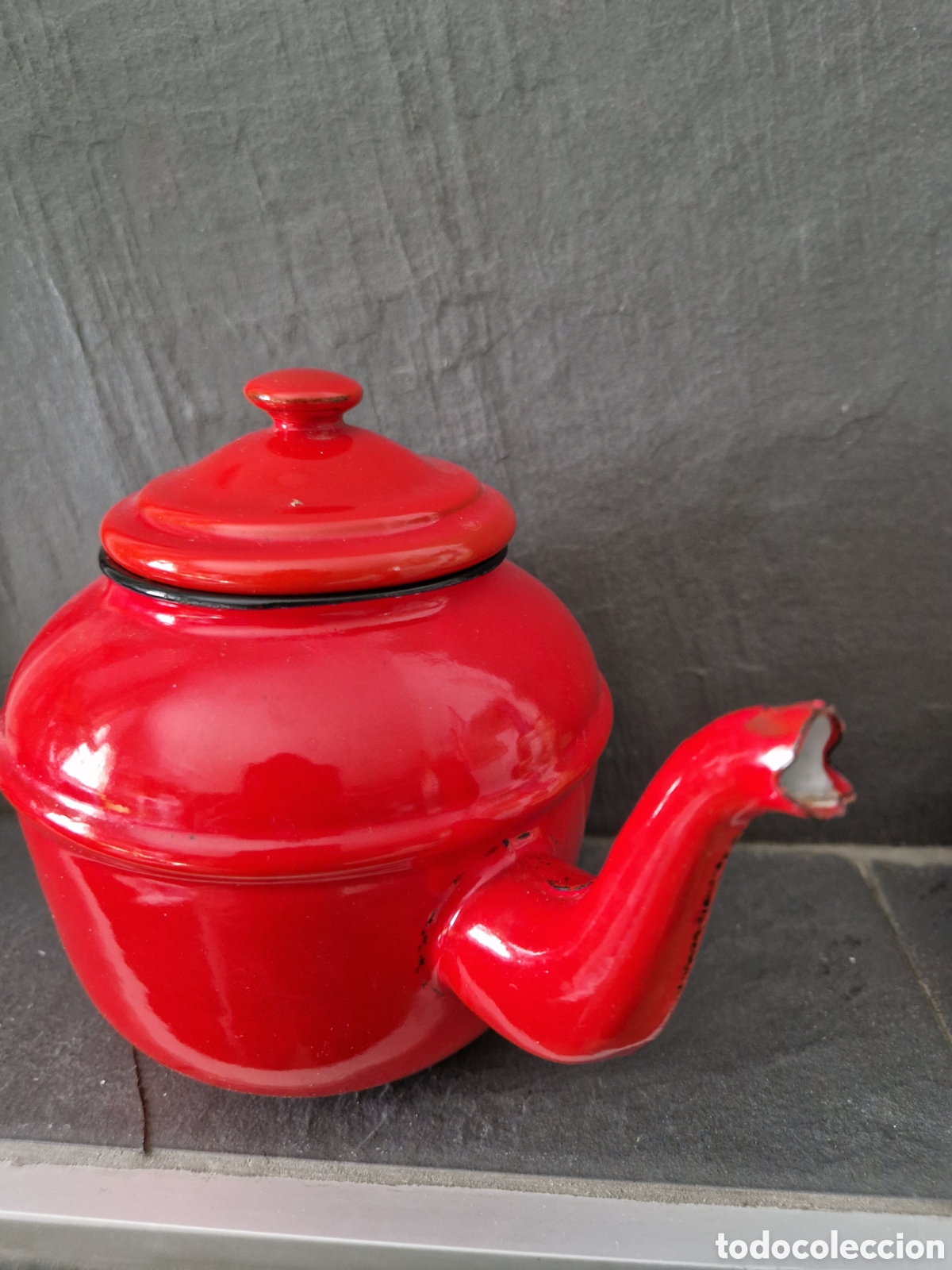 Vintage: Tetera vintage esmalte rojo - Foto 2