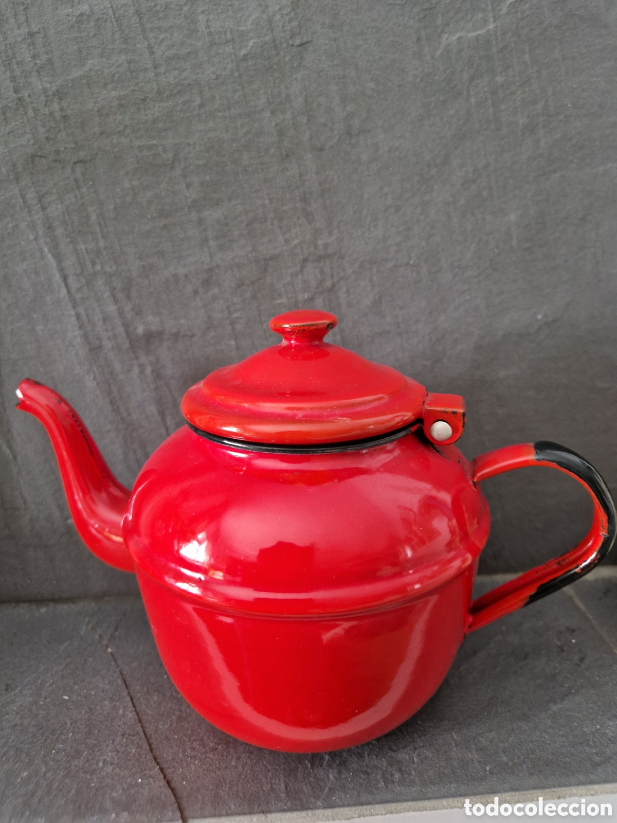 Vintage: Tetera vintage esmalte rojo - Foto 3