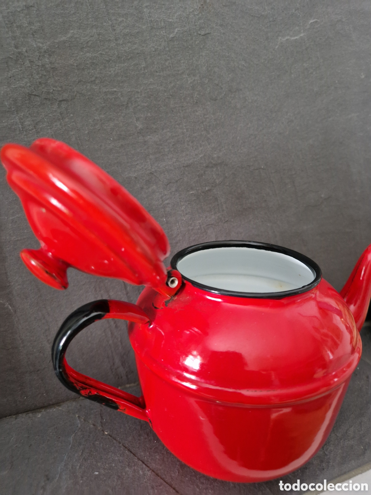 Vintage: Tetera vintage esmalte rojo - Foto 6
