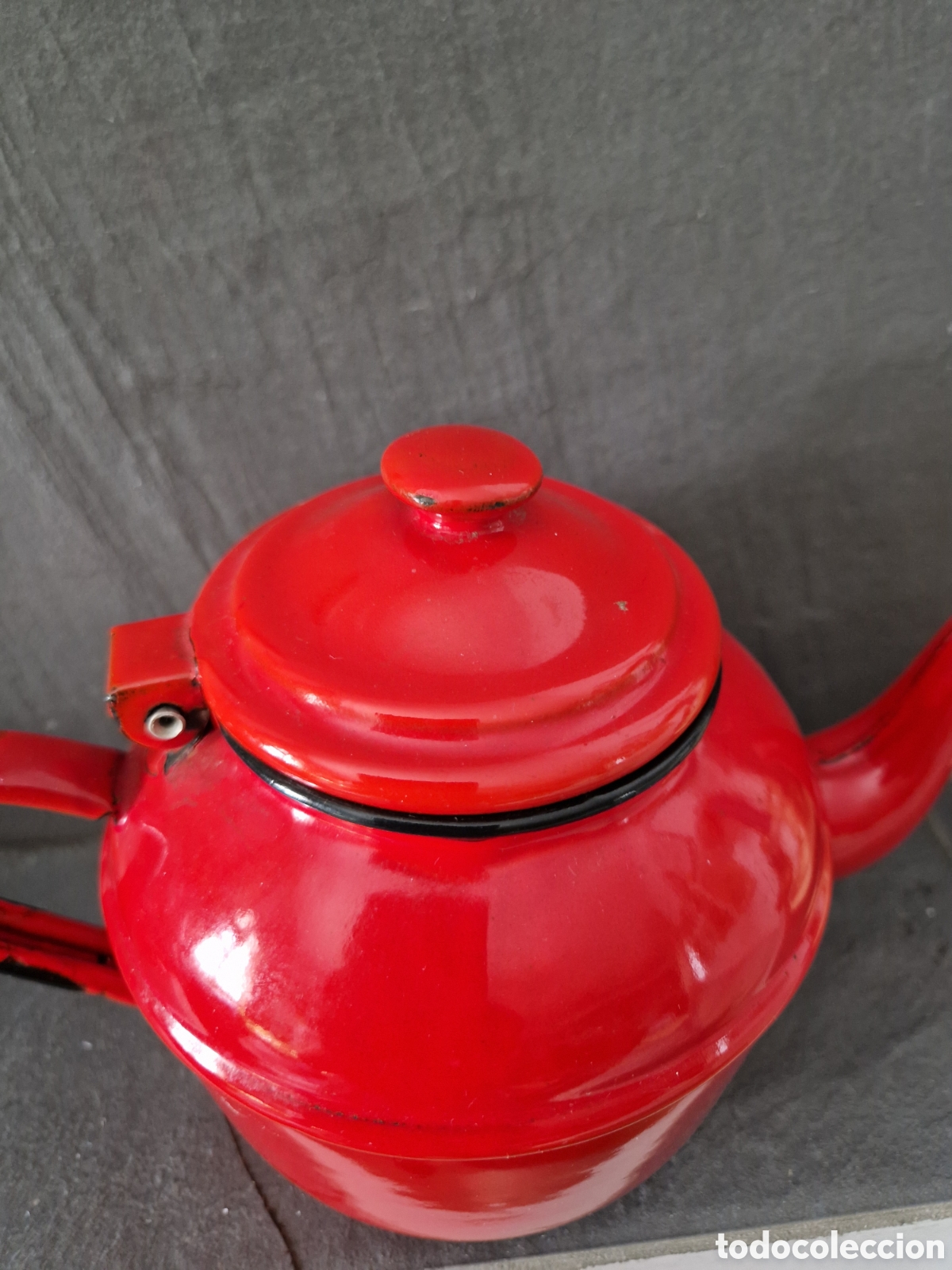Vintage: Tetera vintage esmalte rojo