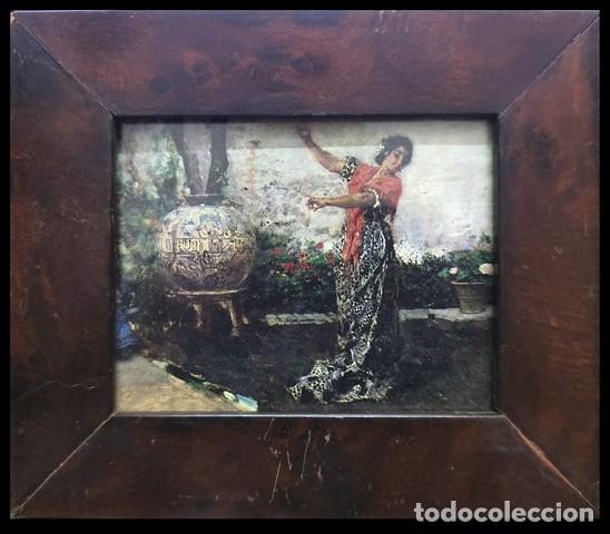 Vintage: LAMINA DETALLE OBRA: BOHEMIA BAILANDO EN UN JARDIN DE GRANADA DE M. FORTUNY - CUADRO-1142