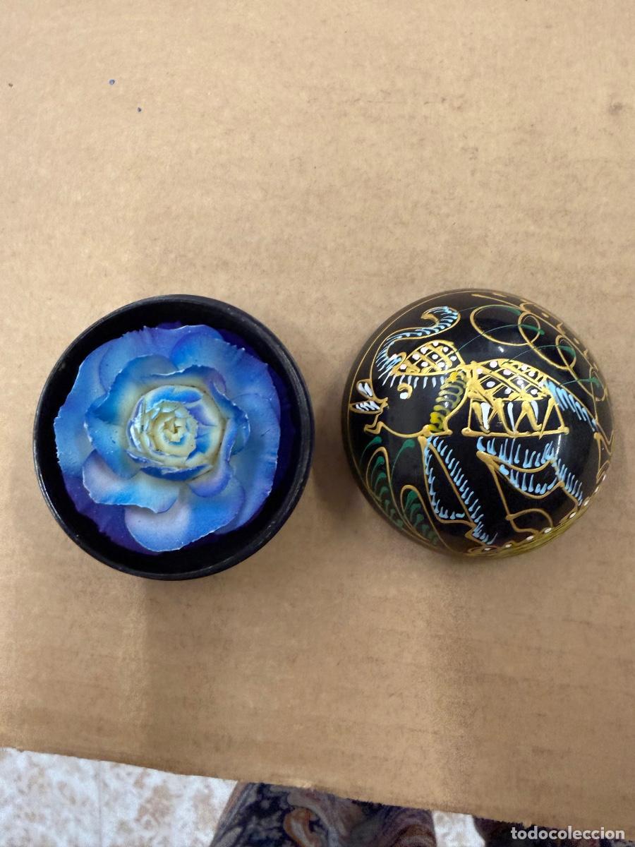 Vintage: Preciosa cajita oriental con flor de jabon realizada a mano. 7x5cms