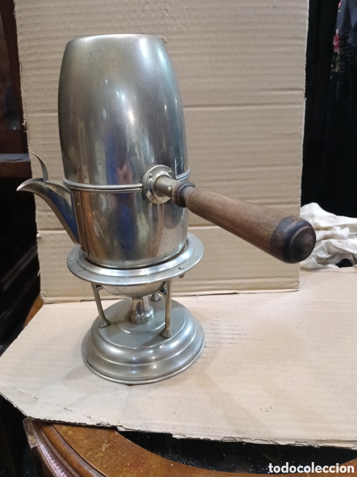 Vintage: Cafetera a&ntilde;os 50 pu&ntilde;o de madera - Foto 3